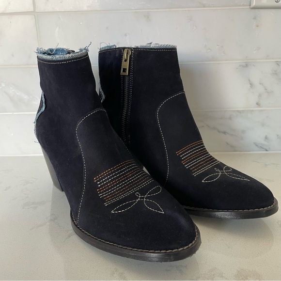 Zadig & Voltaire Molly Suede & Denim Ankle Boots, good condition, size 9 - Picture 3 of 8